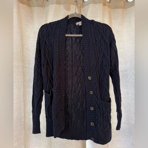 J. Crew Navy Blue Cable Knit Cardigan